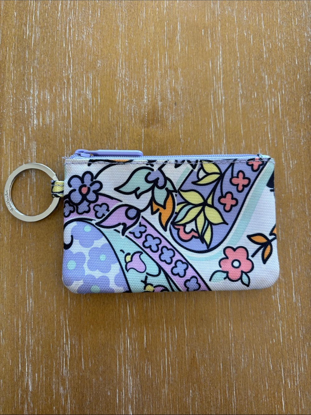 Vera Bradley Lavender Multi Floral Keyring Zip Pouch